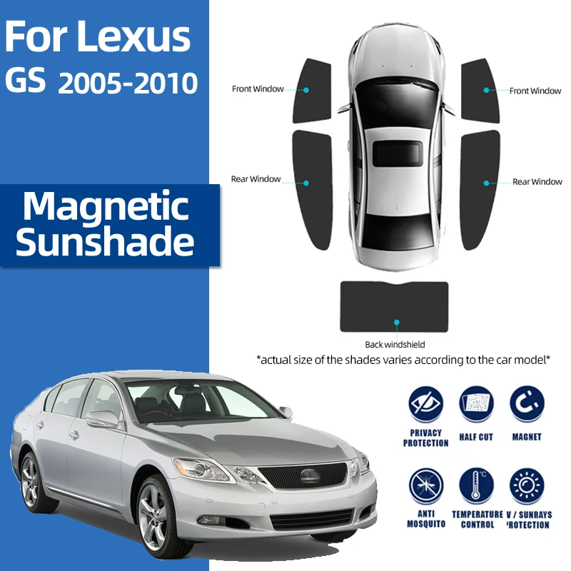 For Lexus GS S190 300 350 2005-2011 Front Windshield Car Sunshade Shield Rear Side Window Sun Shade Visor Magnetic Blind Curtain