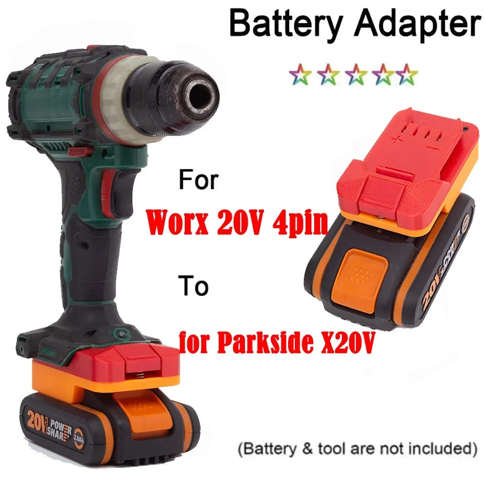 

Battery Convert Adapter for Worx 4pin 20V Lithium to for Lidl Parkside X20V Cordless Power Tools (No Battery)