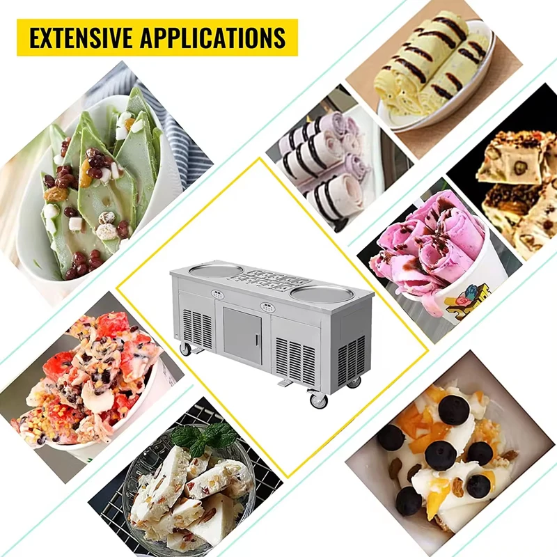 Ce Certified Thai Fried Ice Cream Roll Machine Square Pot Commercial Stir Fried Yogurt Machine
