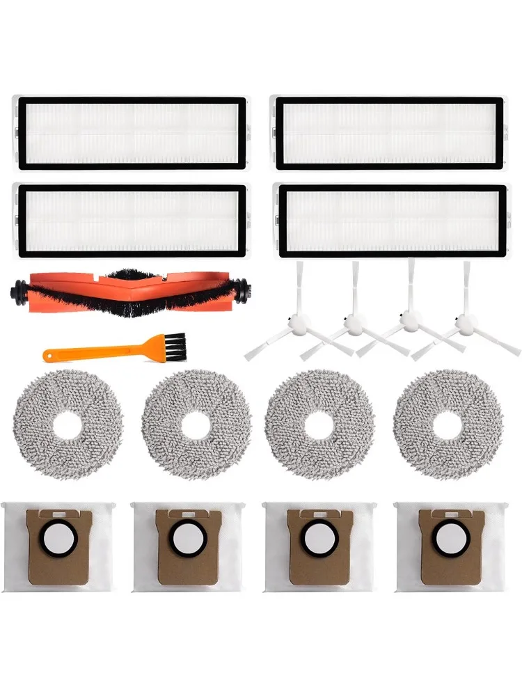 Pièce de rechange pour aspirateur robot Xiaomi X10+/X20+X10 Plus/X20 Plus : brosse latérale principale, filtre HEPA, lingettes de nettoyage, sacs à poussière