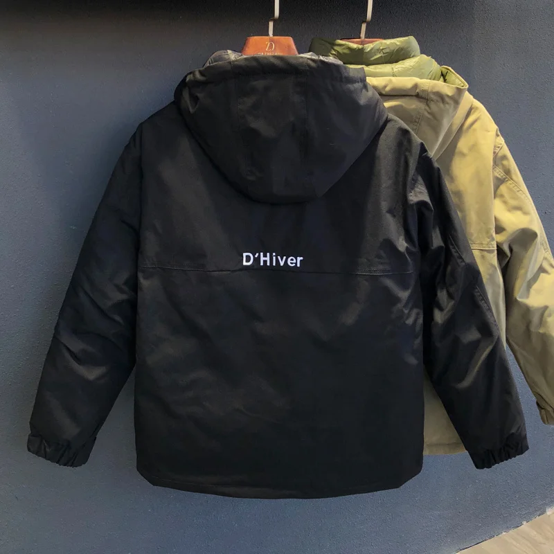 

Winter new workwear hooded men's down jacket versatile trendy brand fashionable simple high-end warm outdoor clothes