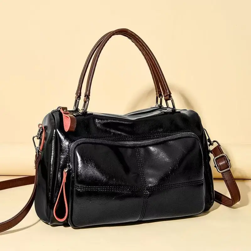 

Genuine Leather Women Baguette Shoulder Bag Luxury Cowhide Solid Color Handbag Underarm Bag Fashion Ladies Shopping Bag Gift