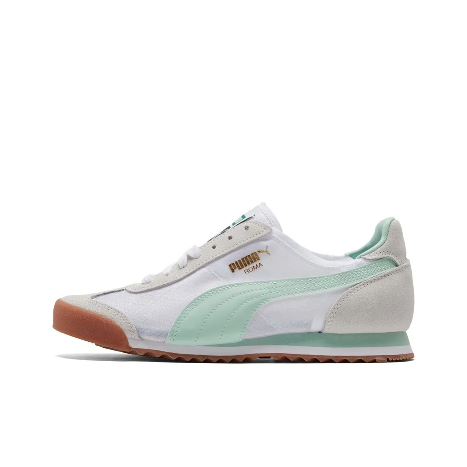 PUMA Roma Casual Shoes Unisex Low Top White/Green 387241-02