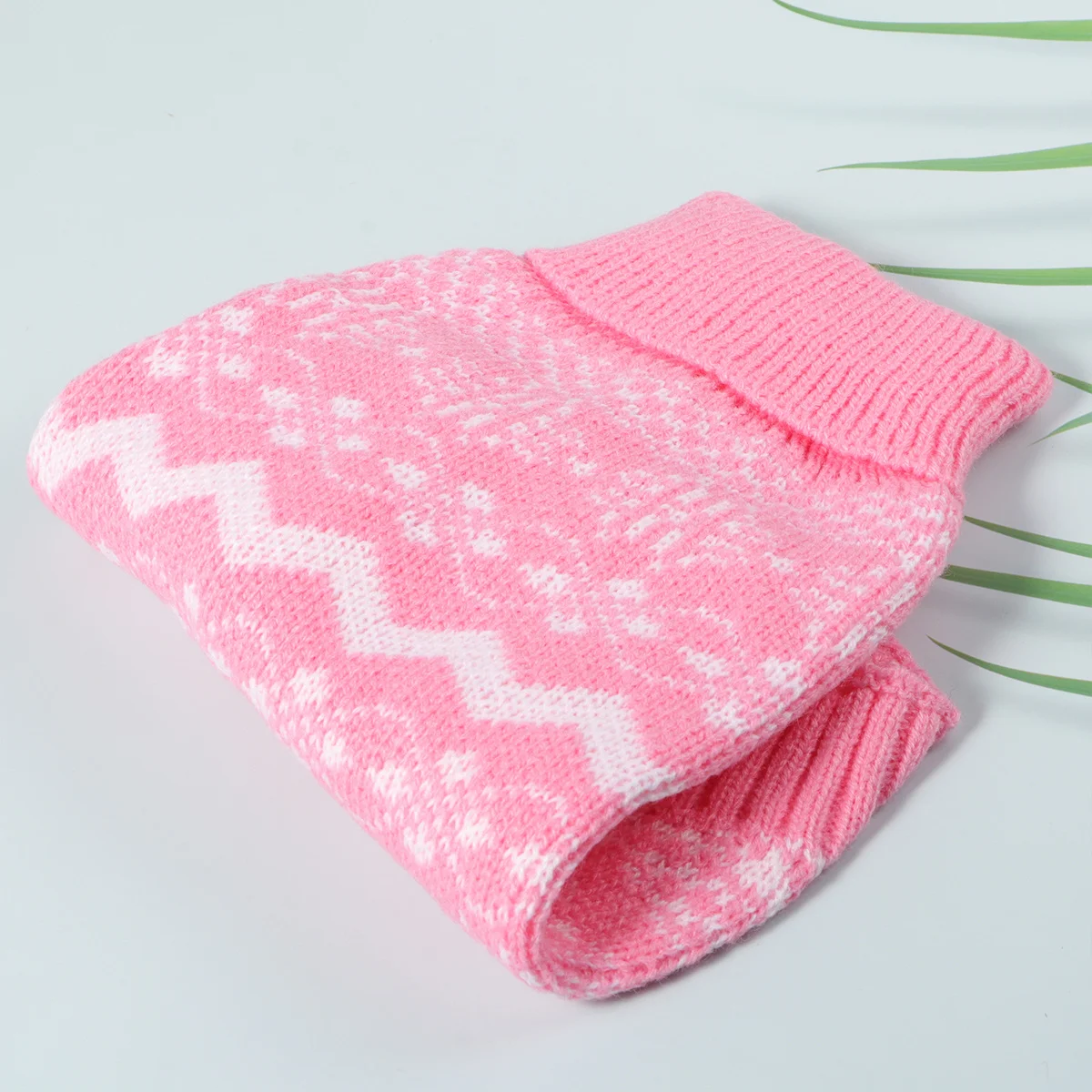 

Warm Pet Sweater Pink L Size Soft Knitted Dog Clothes High Neck Winter Puppy Costume Comfortable Fit for Sleeping Outdoor Use