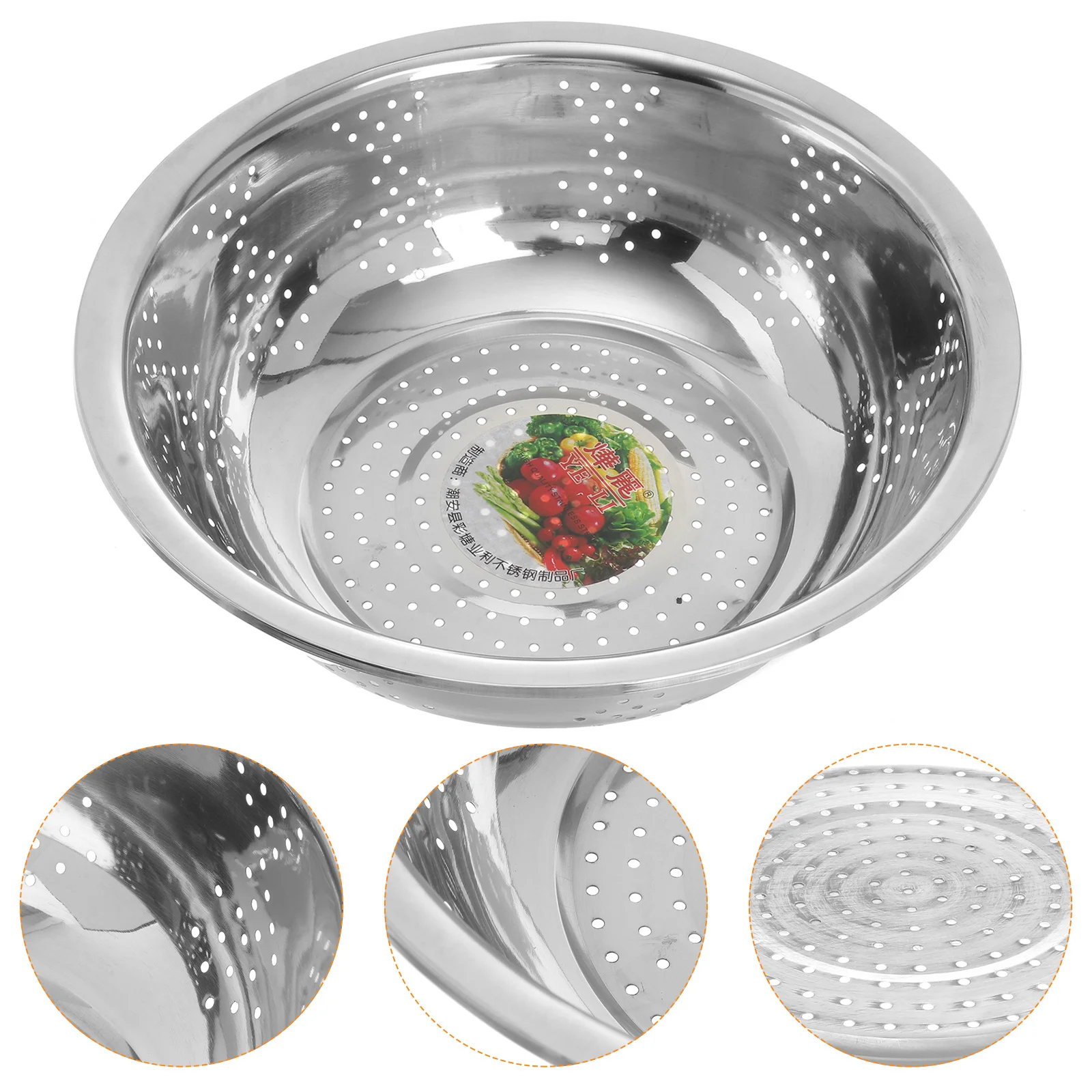 

Stainless Steel Wash Basin 24Cm Silver Thickened Drain Basket For Pasta Vegetable Fruit Meat Seafood Dishwasher Safe Drainage