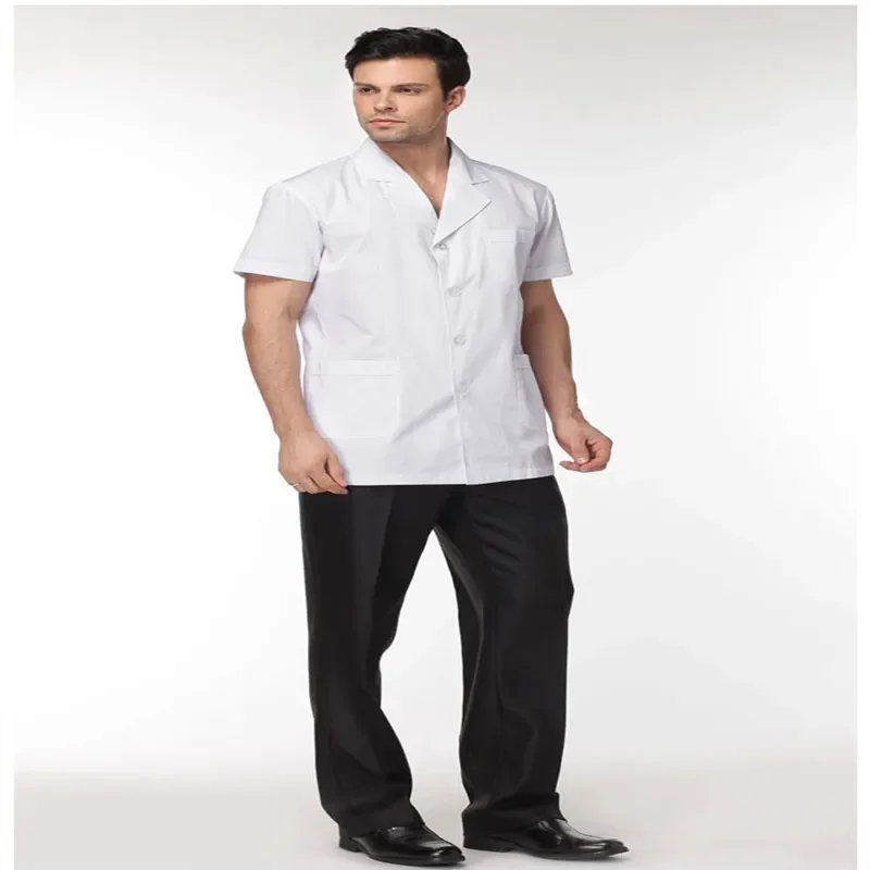 Men white Medical Coat Clothing Medical Services Uniform Nurse Clothing Short-sleeve Polyester Protect lab coats Cloth
