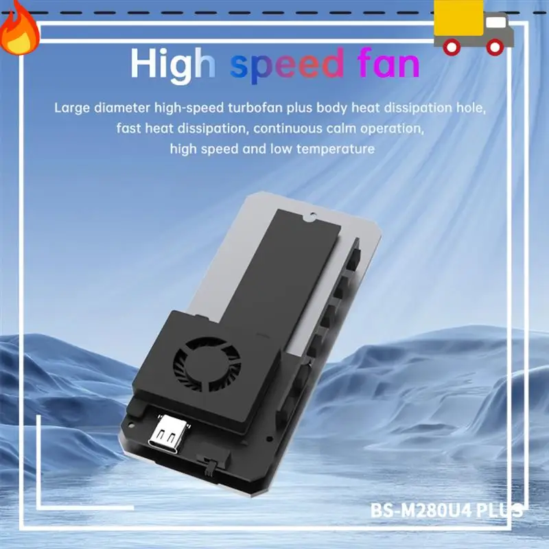 

Nvme M.2 SSD Mobile Hard Drive Box 40Gbps USB 4.0 Solid-State Drive Reader RGB Light With Fan