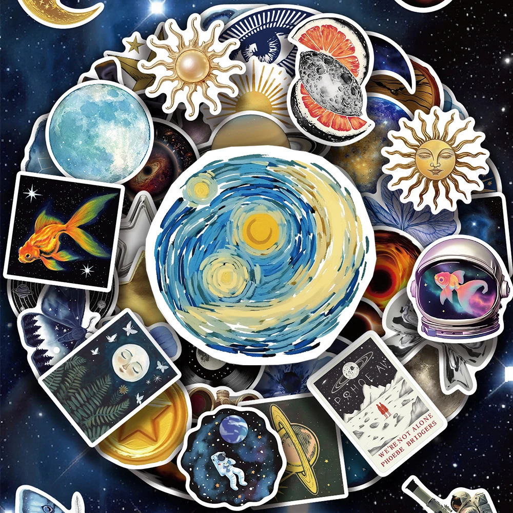 10/30/50pcs Cool Astronomy Universe Planet Stickers Galaxy Moon Graffiti Decals DIY Suitcase Phone Laptop Cartoon Sticker Decor