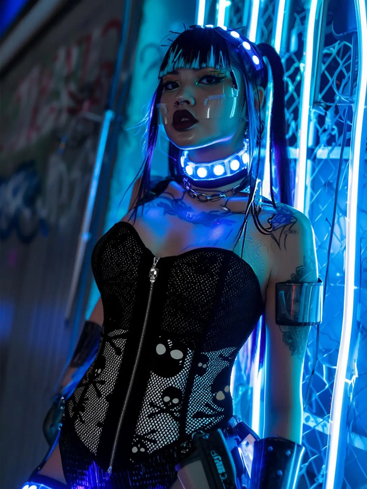 

Готический череп, ажурный корсет на шнуровке, молния, функциональный дизайн, модный женский корсет в готическом стиле, черный топ