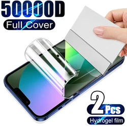 Protecteurs d'écran en film hydrogel pour iPhone, pas de verre, iPhone 12 13 Pro Max Mini 11 14 Pro XS Max X Poly 6 6s 7 8 Plus SE, 2 pièces