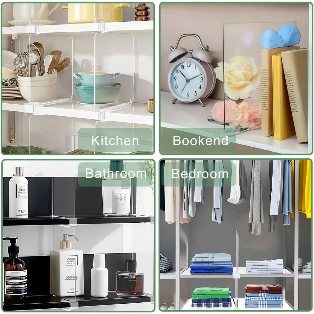 12 عبوة من منظمات الخزانات المصنوعة من الأكريليك الشفاف لقسم المحفظة والرف