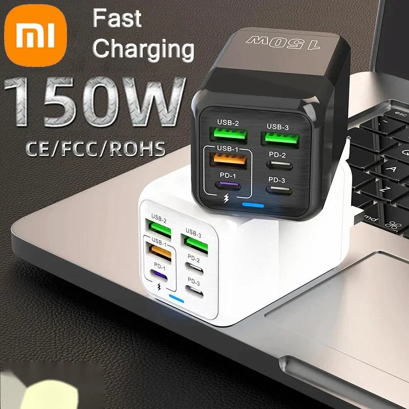 Xiaomi 150W  Adapter Fast Charger USB Type C PD 6A Cable Fast Charging Quick Charge 3.0 For IPhone Samsung Oneplus Cellphones