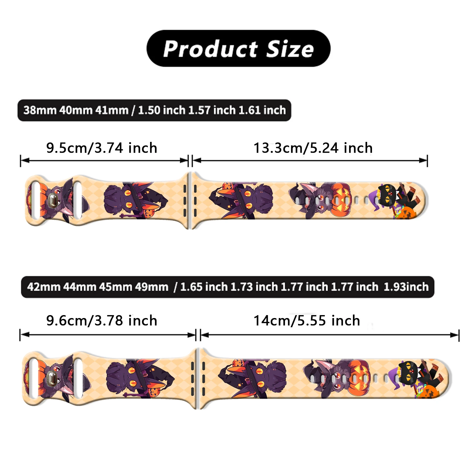 Cinturino stampato gatto di Halloween per Apple Watch 10 9 8 Bracciale sostituibile con cinturino in silicone per cinturino iWatch 46mm 44mm 42mm 41mm