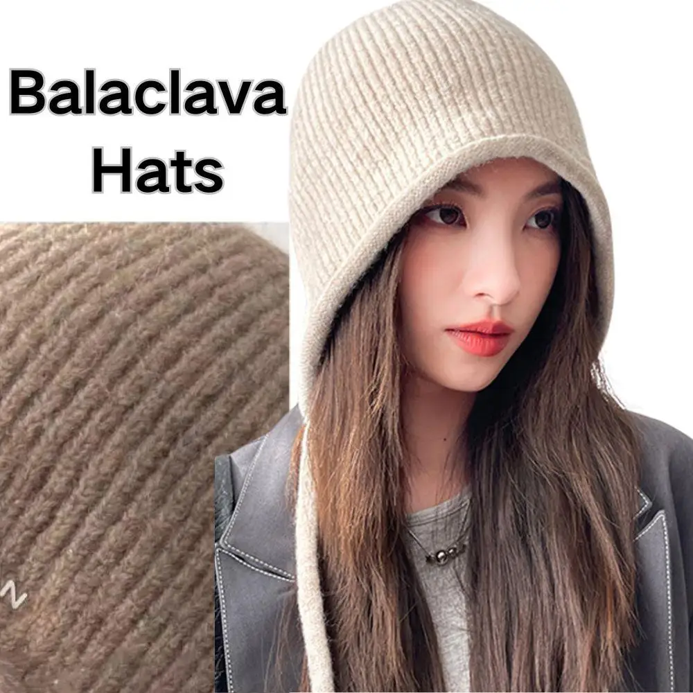 H 2024 New Winter Harajuku Y2k Beanies Thicken Hip Hop Skullcap Ear Protection Cap Big Head Circumference Hat  Couple Hats Hot