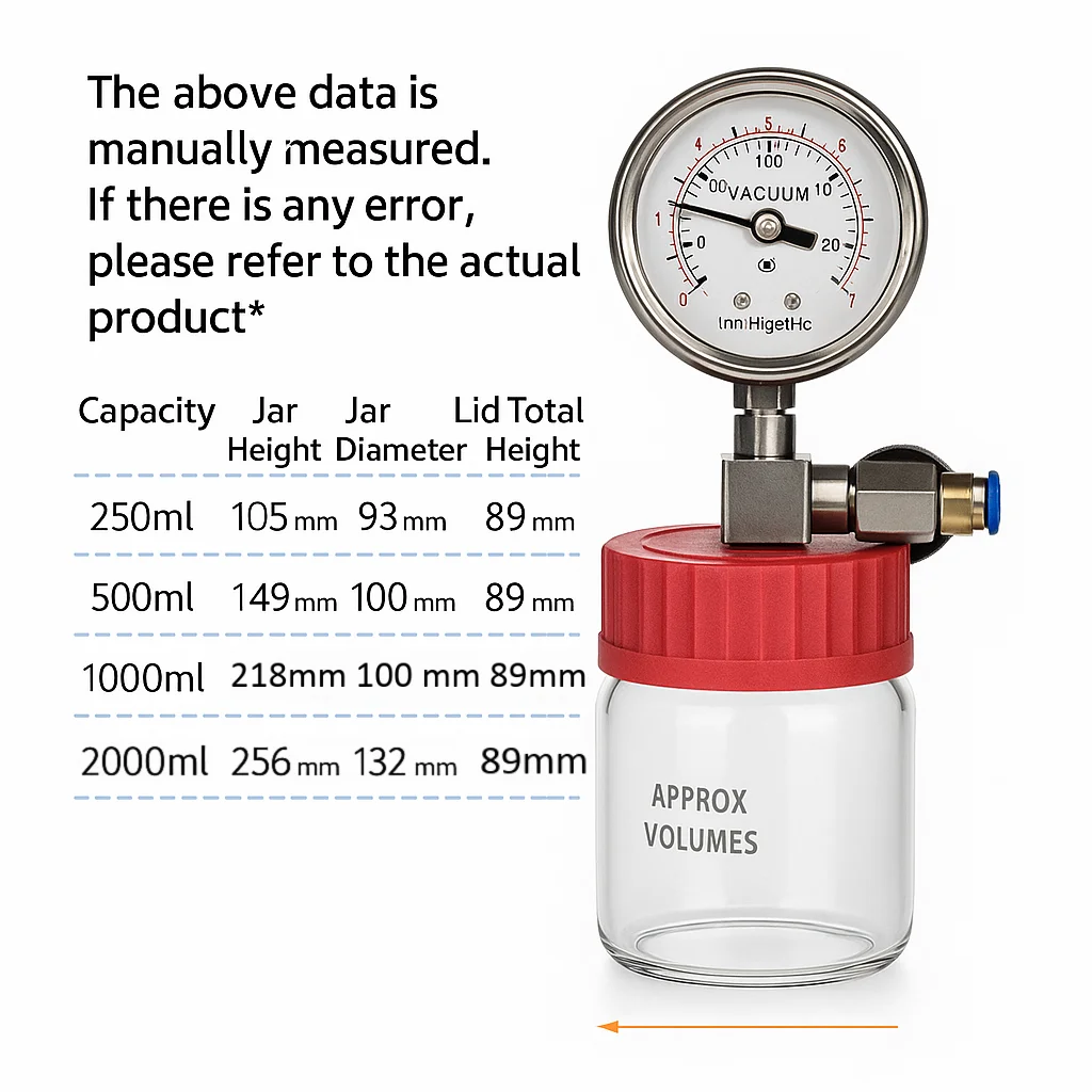 Mini Vacuum Jar Defoaming Jar Laboratory Sample Preservation Jar Oxidation Prevention Jar Negative Pressure Vacuum Gauge