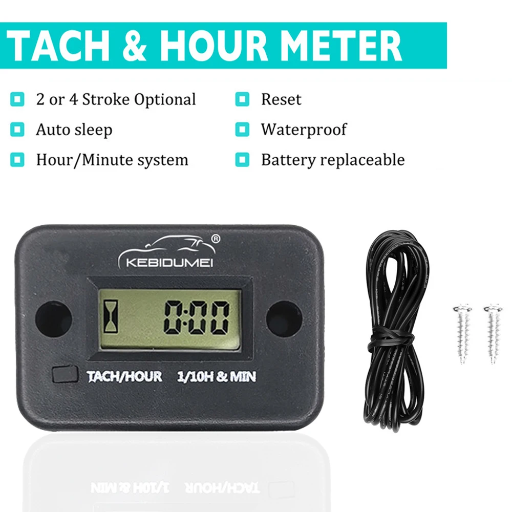 Vibration Hour Meter Wireless Digital LED Resettable Engine Gauge for Gas Generator Lawn Mower Motor ATV With Replacable Battery