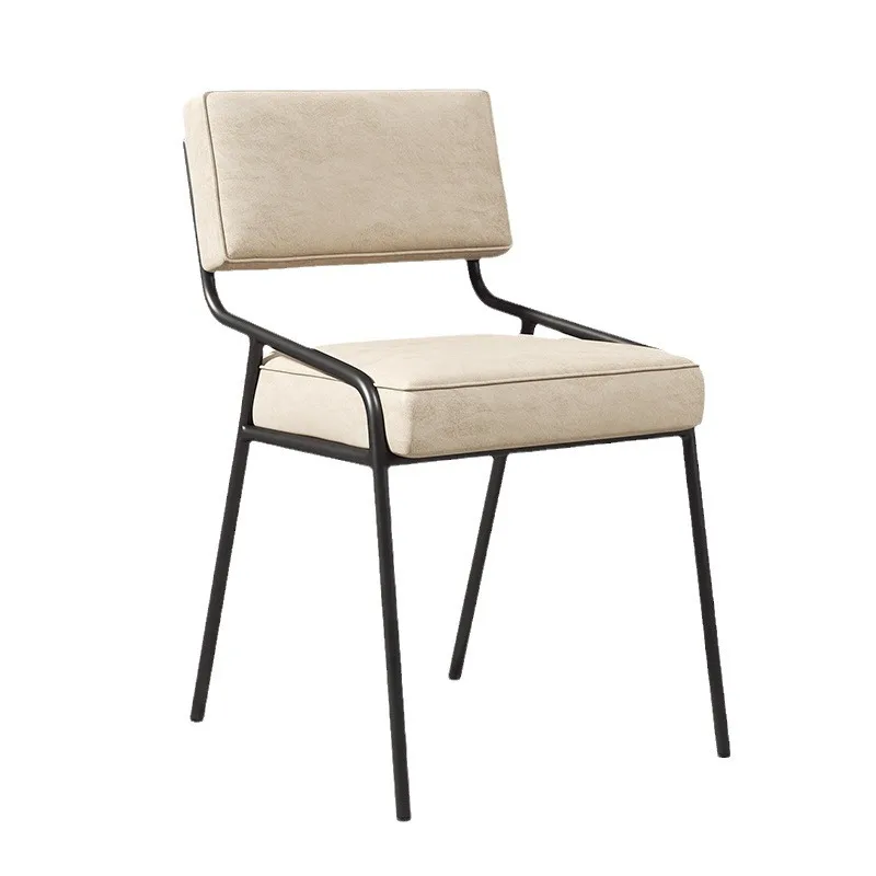 

Leather art retro dining chair, coffee bookstore backrest chair, upholstered leather iron single chair