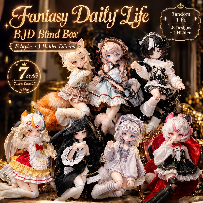 Fantasy Tale 1/8 BJD Action Figure Blind Box Cat Ear Anime Character Collectible Doll Desktop Decoration Gift For Adults