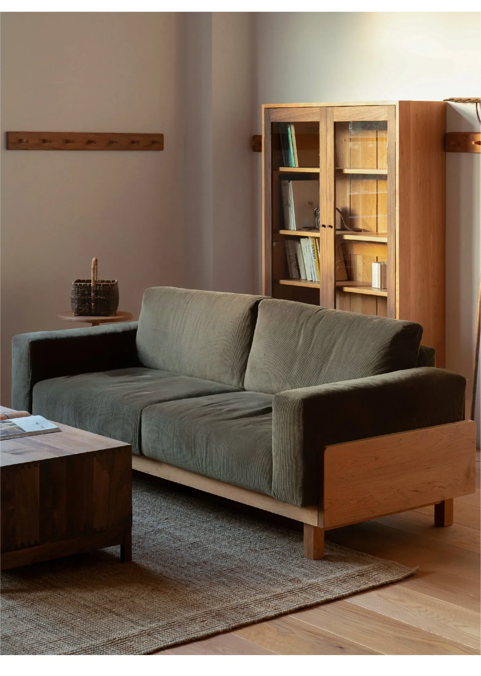 

Cube sofa, small apartment living room fabric all solid wood simple modern style double sofa5556