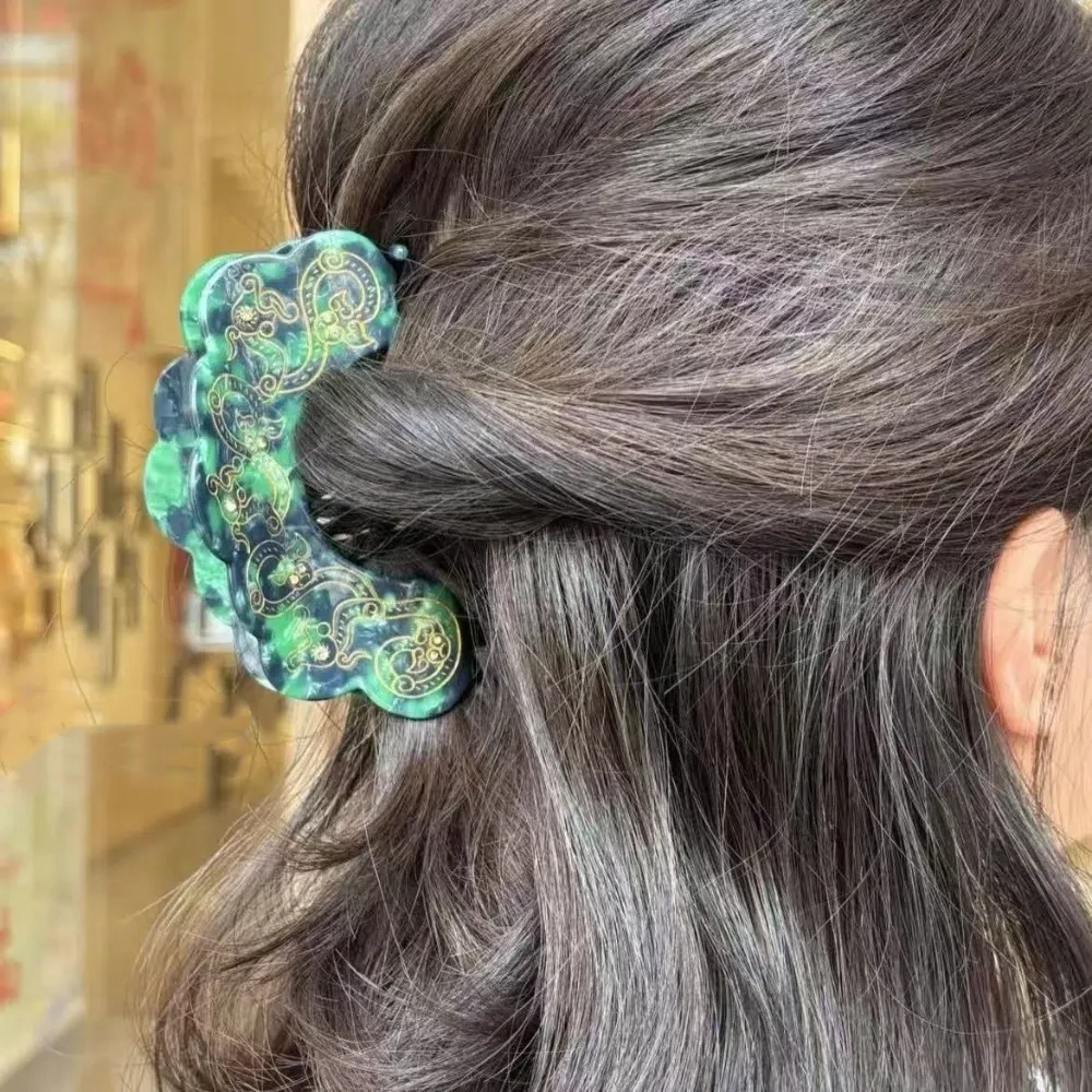 

Chinese Style Chinese Style Shark Clip Acetic Acid Exquisite Dragon Pattern Hair Claw Hanfu Headwear Ponytail Holder