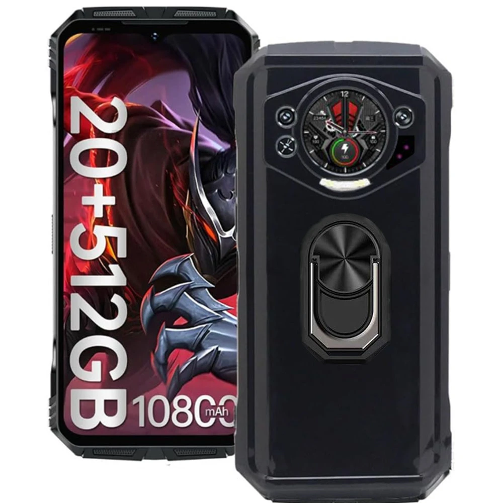 For Doogee S119 6.72" 2024 Back Finger Ring Soft TPU Silicone Case For Doogee S119 S 119 Bracket Phone Cover