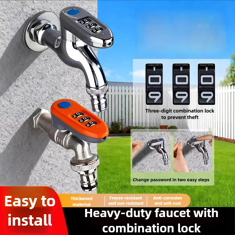 Anti-Freeze High Flow Outdoor Anti-Theft Password Lock Switch Garden Balcony Car Wash Washing Machine Quick Connect Faucet