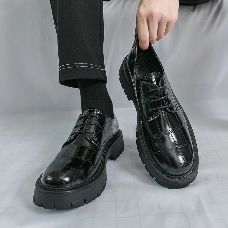 

Мужские туфли-оксфорды в гонконгском стиле, черные деловые свадебные туфли, мужские кожаные туфли, классические деловые мужские туфли для выпускного вечера