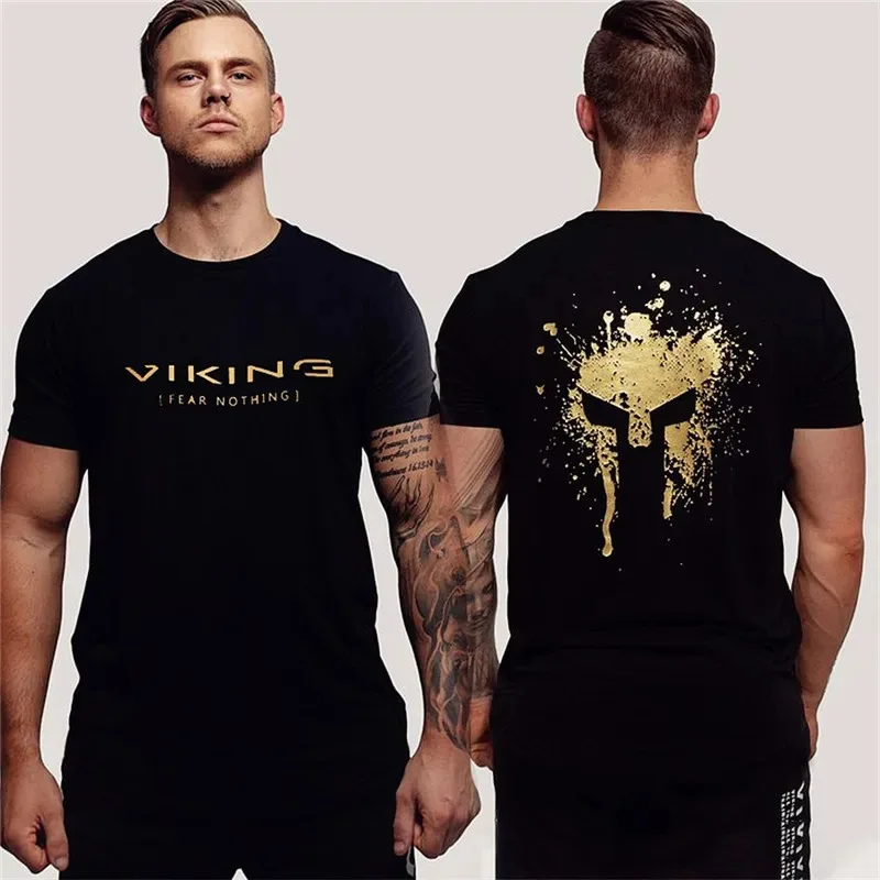 2024 New Men\'s T-shirt Cotton Spartan Print Oversized Loose Clothing Everyday Casual Retro Short Sleeve High Quality Men\'s Top