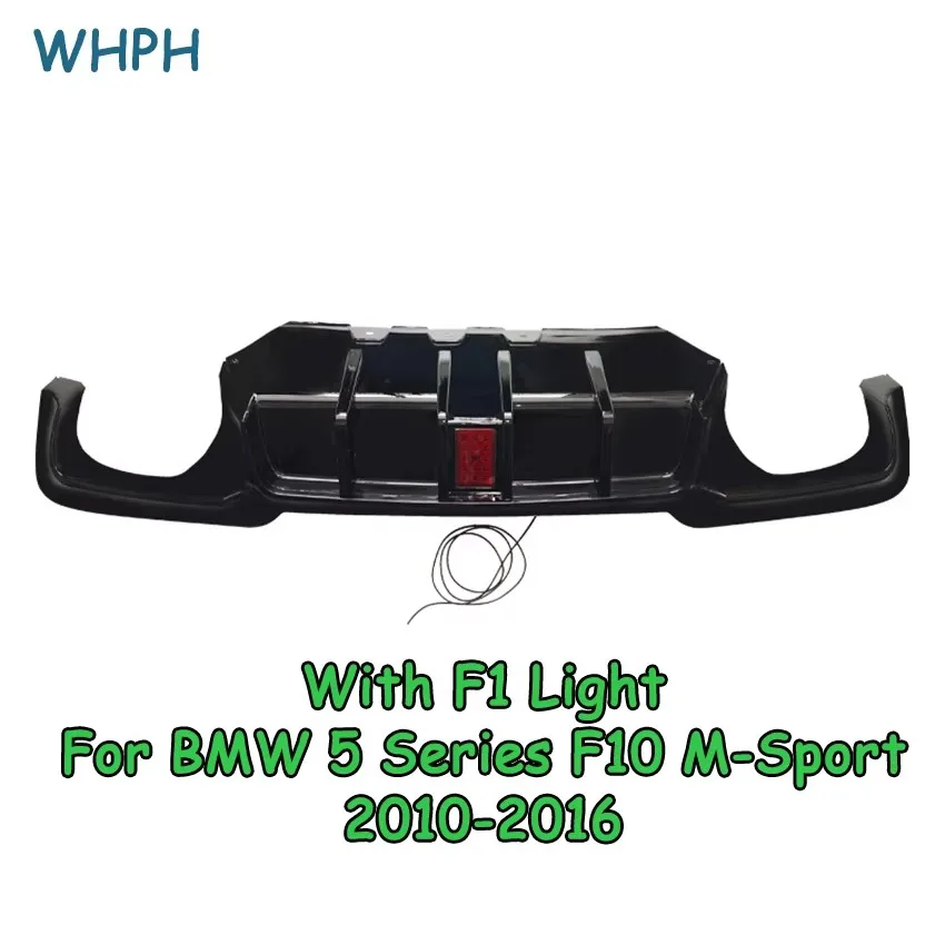 Uitlaat Achterbumper Diffuser Lip Splitter Voor BMW 5 Serie F10 M5 2010 2011 2012 2013 2014 2015 2016 Met F1 Remlicht Kits