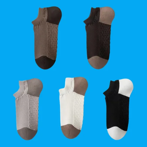 5/10 Pairs Men's Short Socks Massage Bottom Mesh Breathable Sweat-Absorbent Deodorant Summer Thin Men's Socks