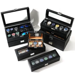 3/5/6/10/12 Slots  Carbon Fiber Watch Organizer Box, Storage Box for Travel Watches Display Multi-Purpose Box for Watch Display