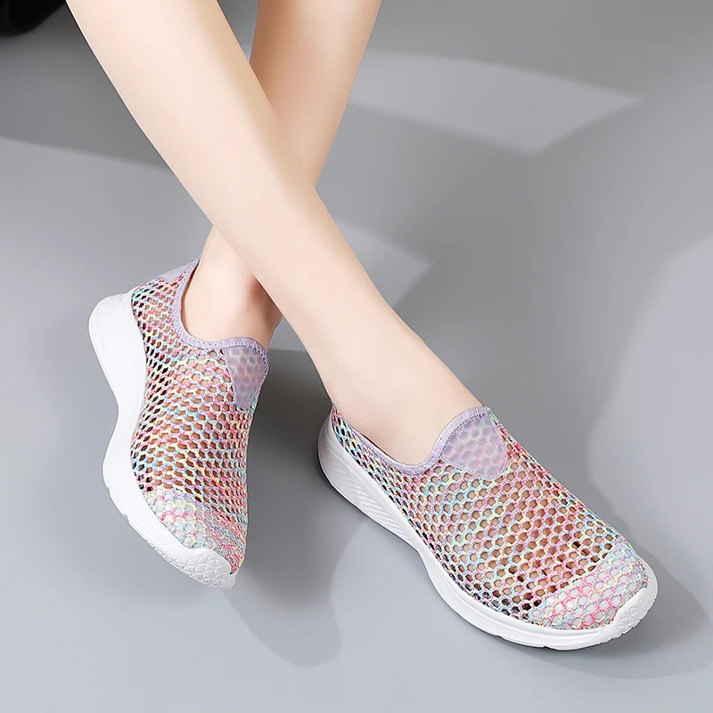 Women Slippers Sandals Woman Fish Mouth Lady Slides Fashion Breathable Mesh Mules Shoes Female Casual Platform Flip Flops 35-42