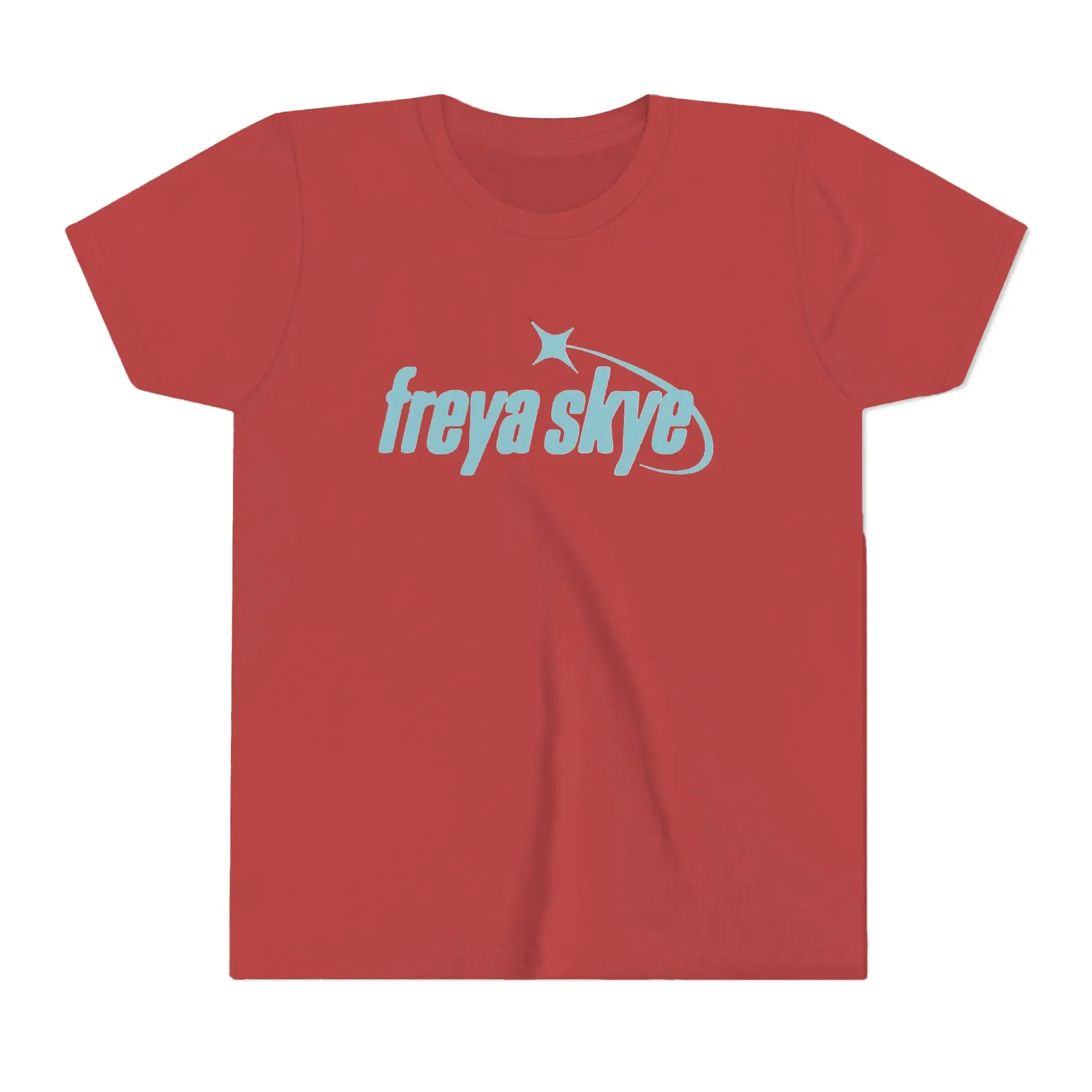 تي شيرت بشعار اسم العلامة التجارية Freya Skye مع لهجة نجمة وتصميم مزخرف بقوس منحني" تي شيرت للنساء والرجال #2