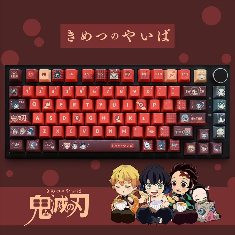 

Anime Demon Slayer 129 Keys PBT Keycaps Profile 5-Side Dye Sub 1.7mm Thick Keycap for MX Switch 61-108 Mechanical Keyboard Fan