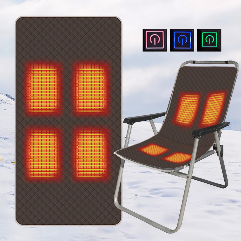 

3 Levels Heated Camping Mat 4 Areas Heated Seat Cushion Winter USB Heating Seat Pad for Outdoor Camping Fishing Seat Warming Mat