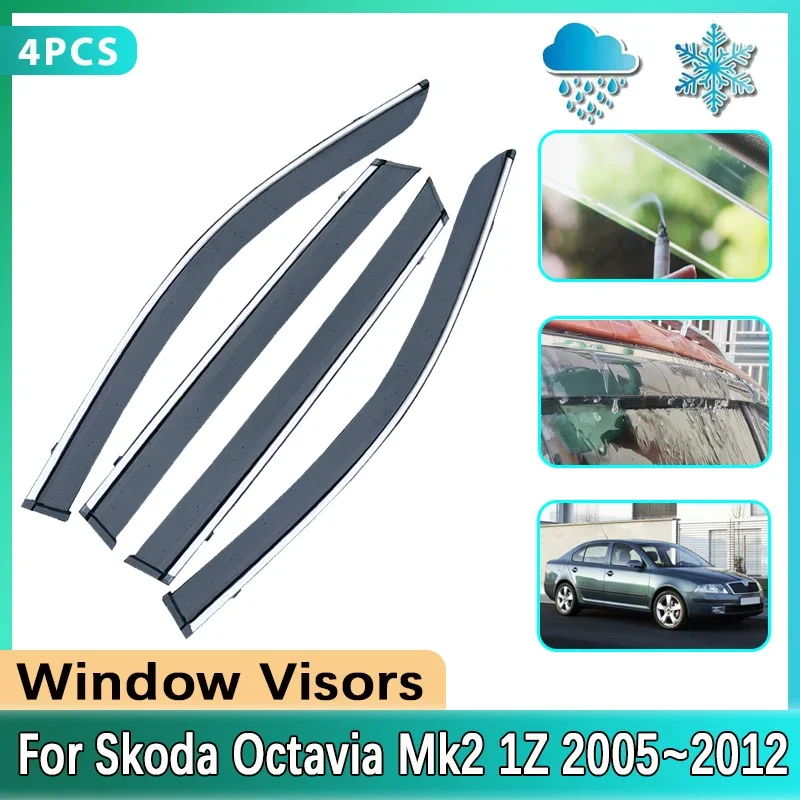 Car Side Window Visor For Skoda Octavia Mk2 1Z Laura Scout Sedan 2005~2012 2010 Window Trim Rain Sun Guard Cover Car Accessories