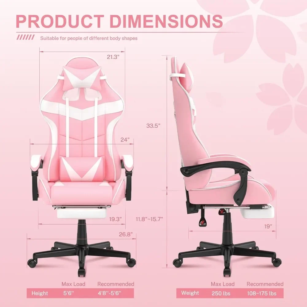 Computer Armchair Girlfriend Computer Gaming Chair Pink Gaming Chair With Footrest Sister Wife and Love (Pink) Desk Gamer Office image 3