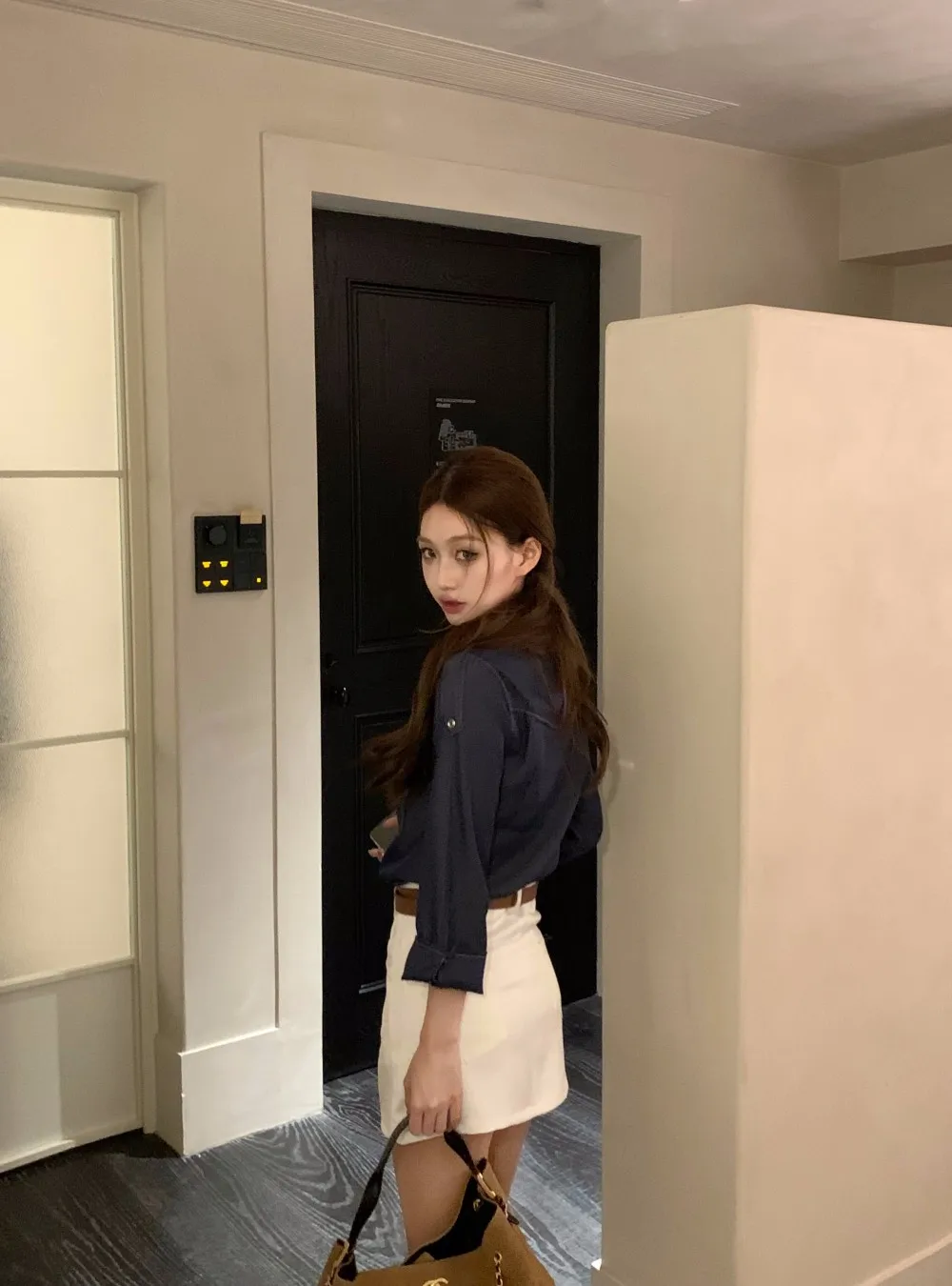 Denim jas roze bloemen dames winter gewatteerde capuchon applicaties vier zakken functionele lamswollen voering tailleband jassen vintage