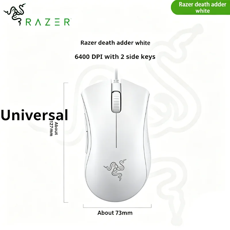 Ratón para juegos con cable Razer DeathAdder Essential original, con sensor óptico de 6400 DPI, adecuado para jugadores de portátiles y PC.