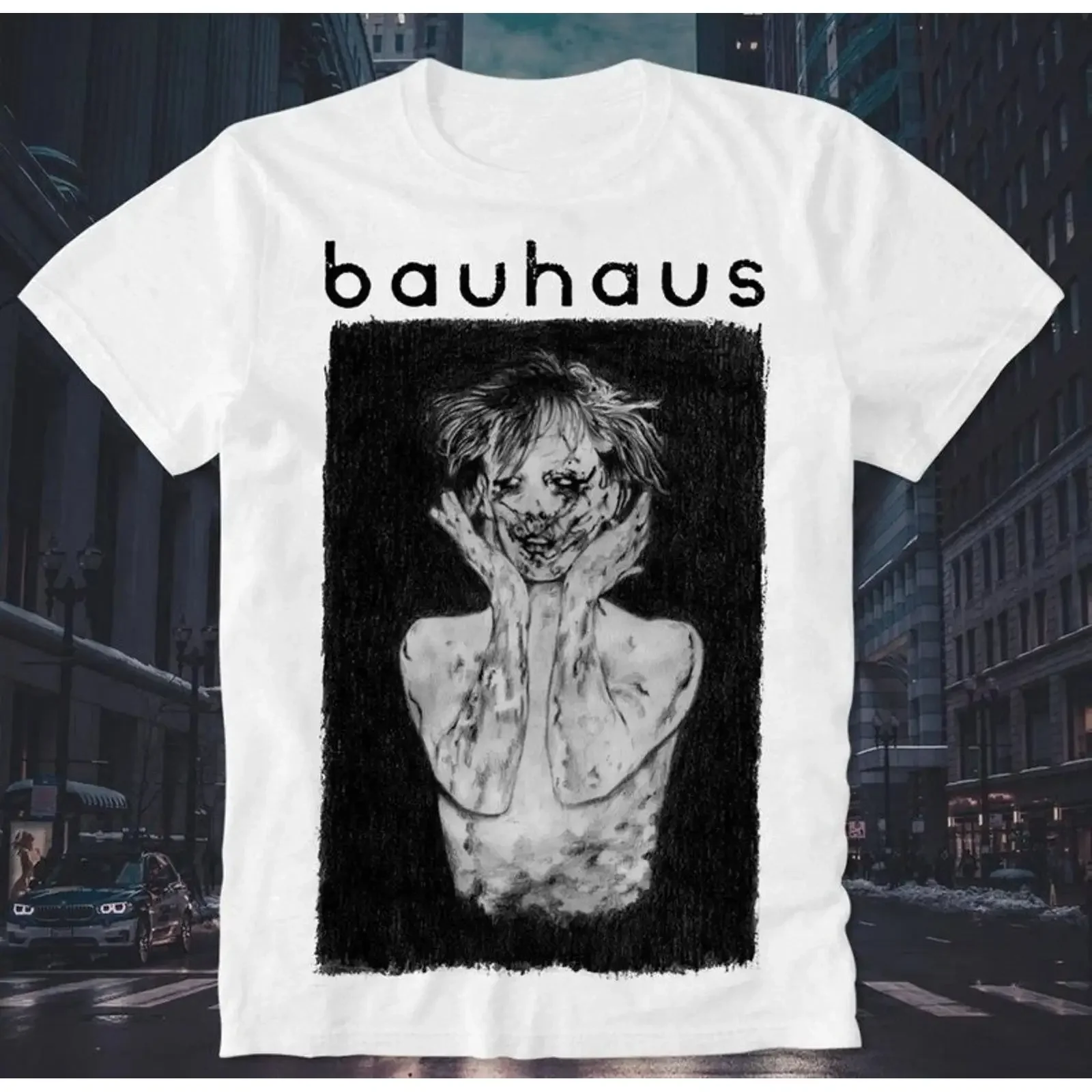 Bauhaus Band 4AD Goth Gothic Rock Indie retro t shirt TE1024 vintage Washed Casual Breathable Soft Stretched