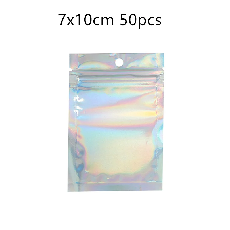 50 Stück bunte, starke Druckverschlussbeutel aus Kunststoff, selbstdichtender Beutel mit Reißverschluss, Taschen mit Reißverschluss, Armbänder, Halsketten, Ringe, Schmuckverpackung