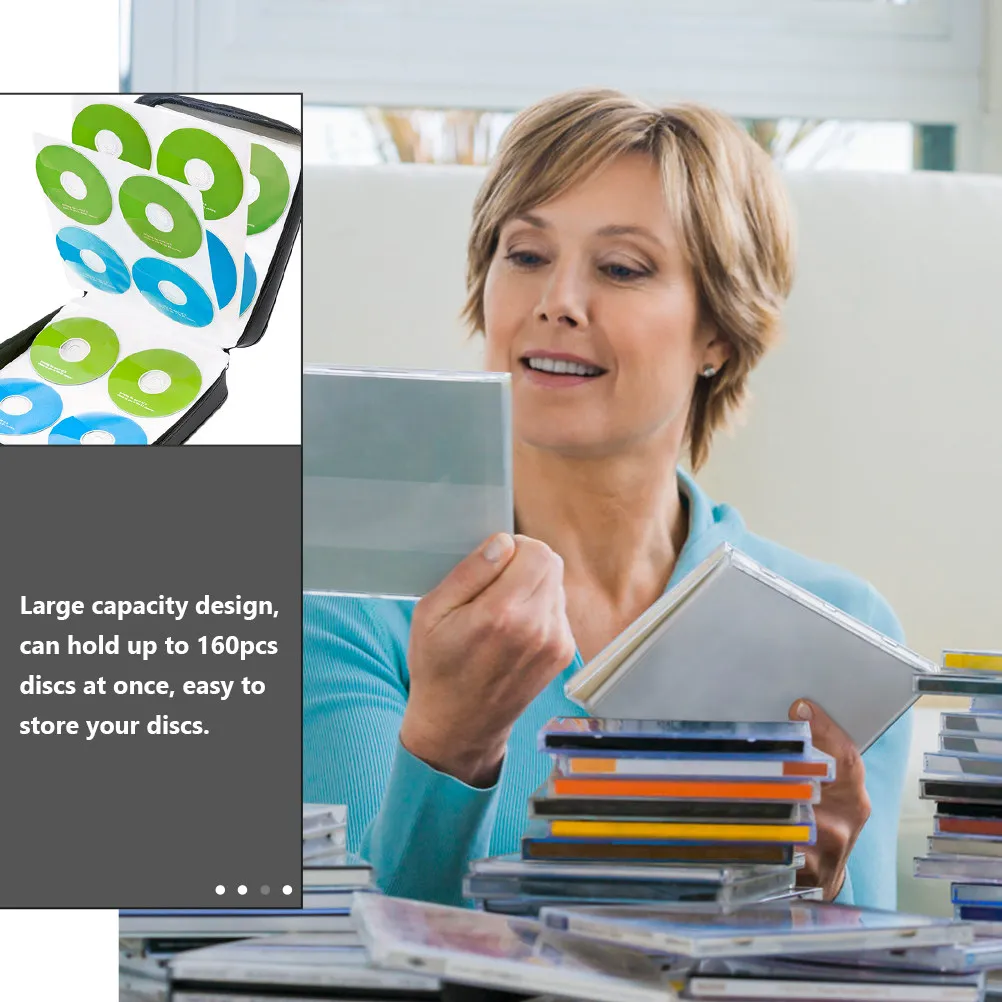 

Портативный футляр для CD-дисков большой емкости на 160 дисков, органайзер для хранения, ударопрочный держатель для DVD из твердого полипропилена, портативный кошелек для CD, хранилище для медиа