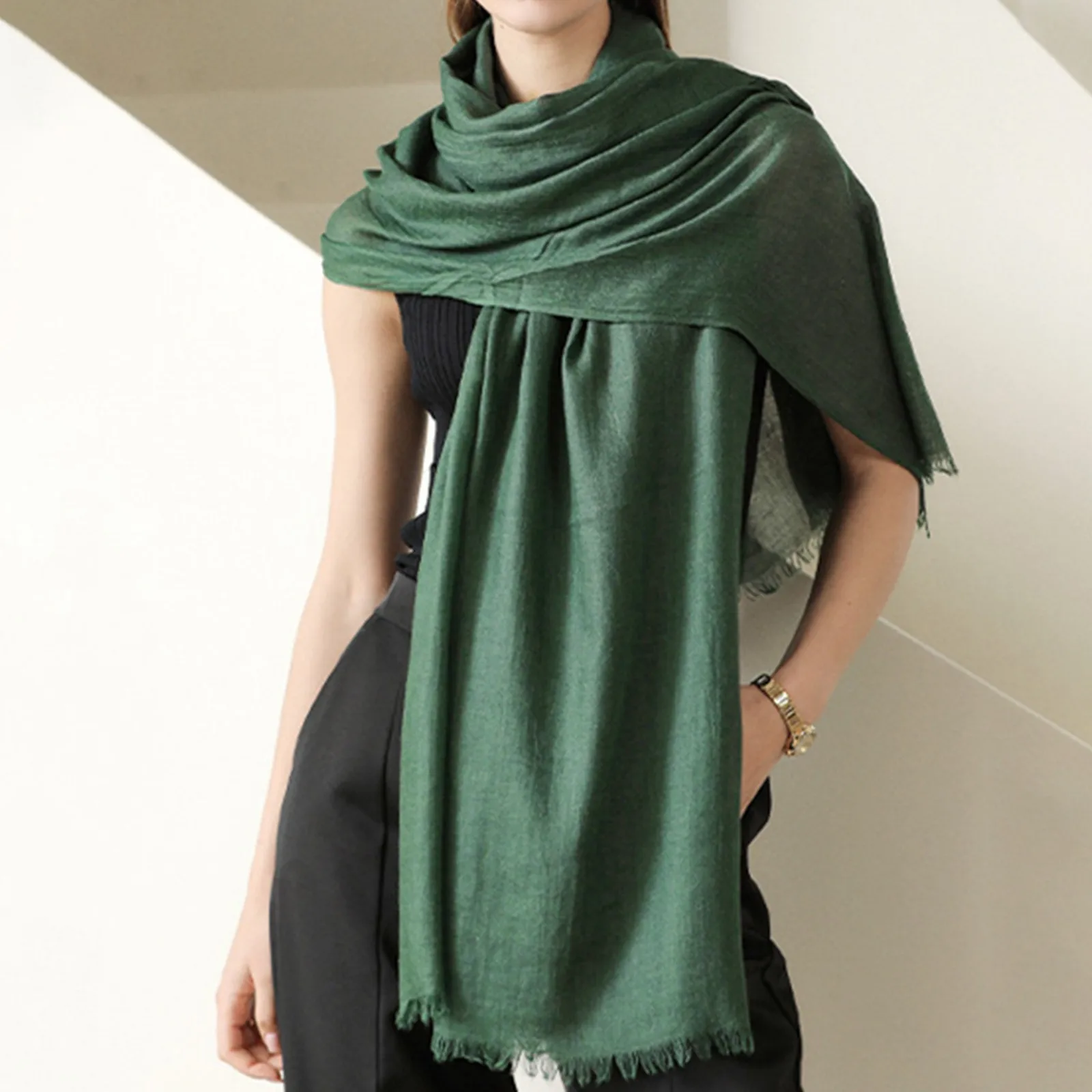 Cotton and Linen Scarf  European and American Solid Color Long Scarfves Fashion Tassels Shawl Long Stole Unisex Pashmina Wraps