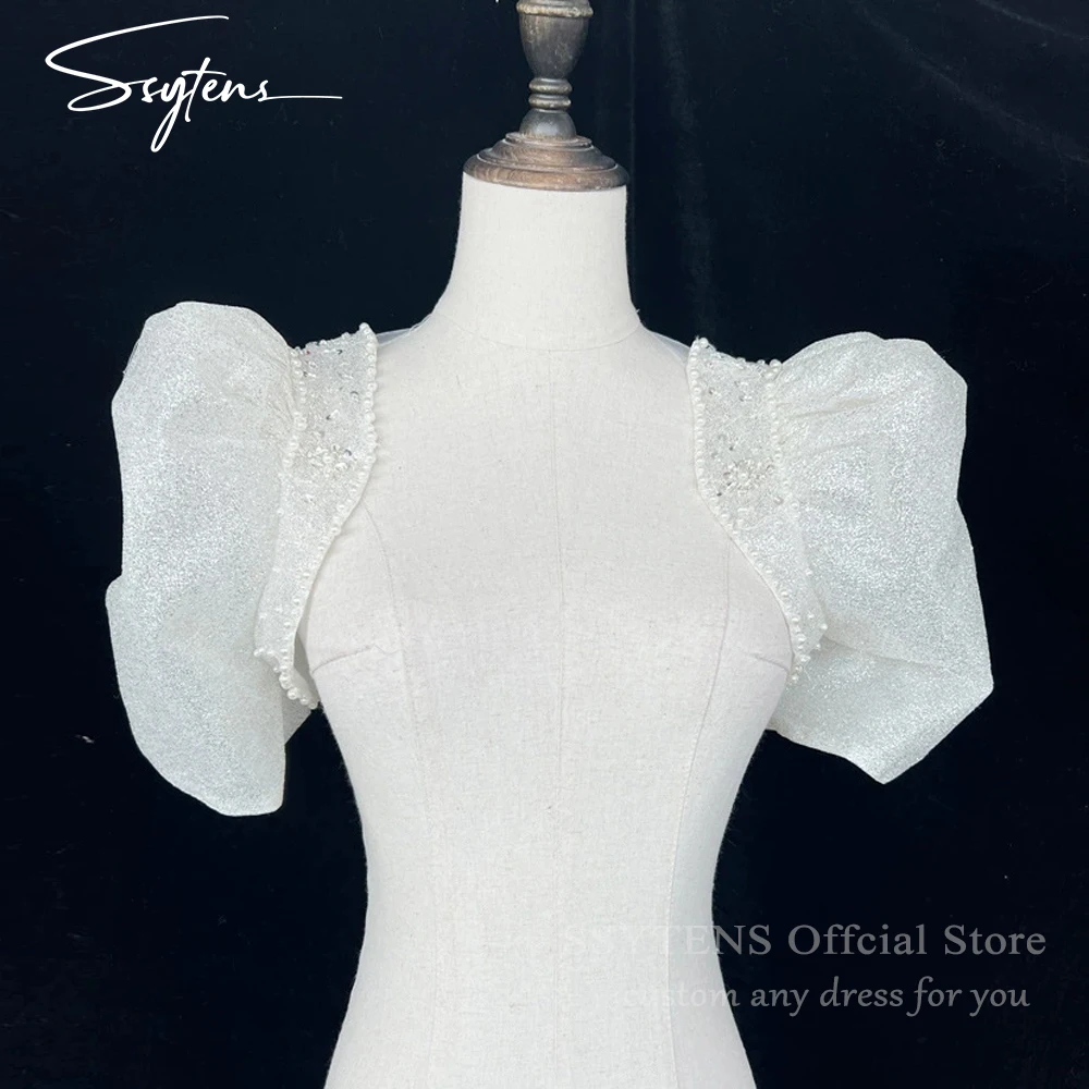 

Glitter Bridal Short Puffy Sleeves Luxury Wedding Dresses Wedding Accessories Bolero Cover Shoulder Sleeves for Women Customized