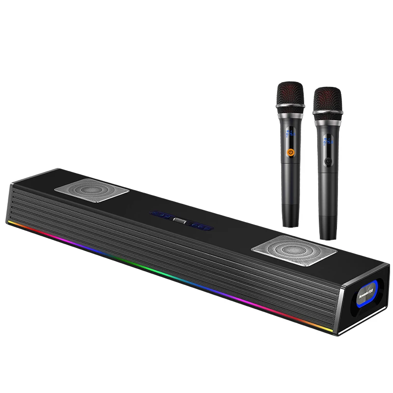 

2.1CH Bluetooth Home Theater System With Built-in Subwoofer & Wireless Microphone For Indoor Entertainment