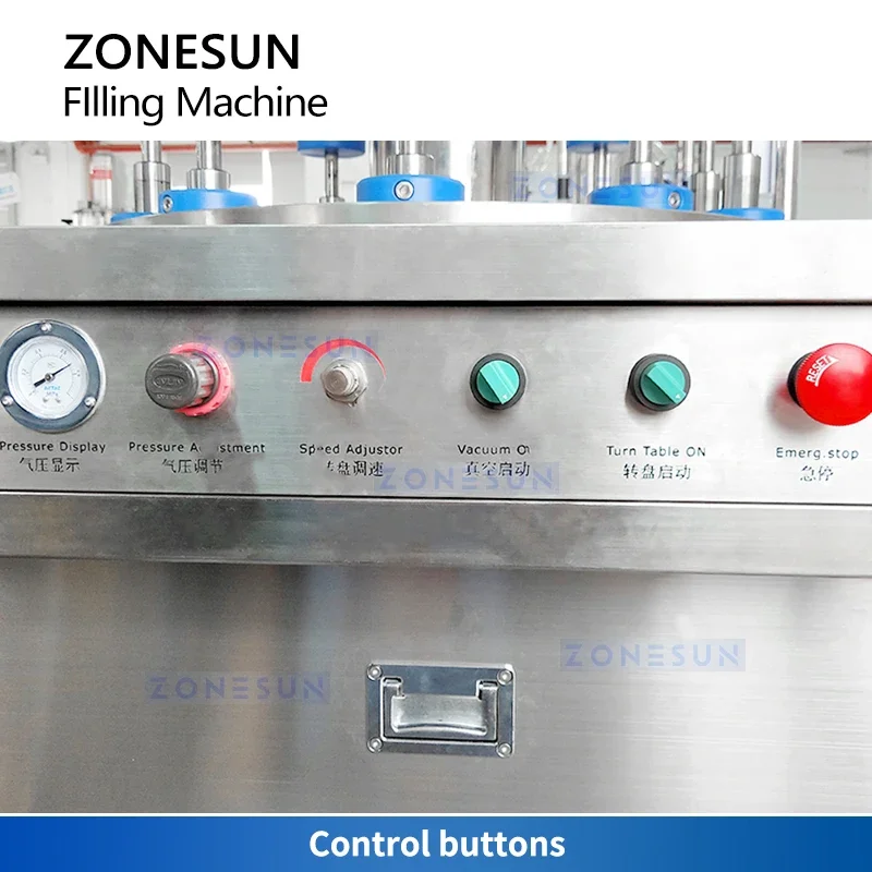 Zonesun Pneumatic Perfume Vacuum Filling Machine Glass Bottle 10 Heads Rotary Filler Equipment ZS-PXF10