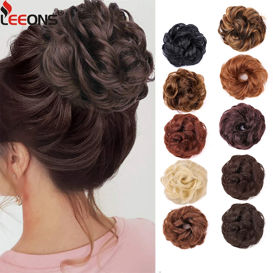 Synthetic Bun Hair Piece Rubber Band Hair Bun Scrunchies Wavy Curly Chignon Ponytail Hair Extensions Thick Updo Hairpieces