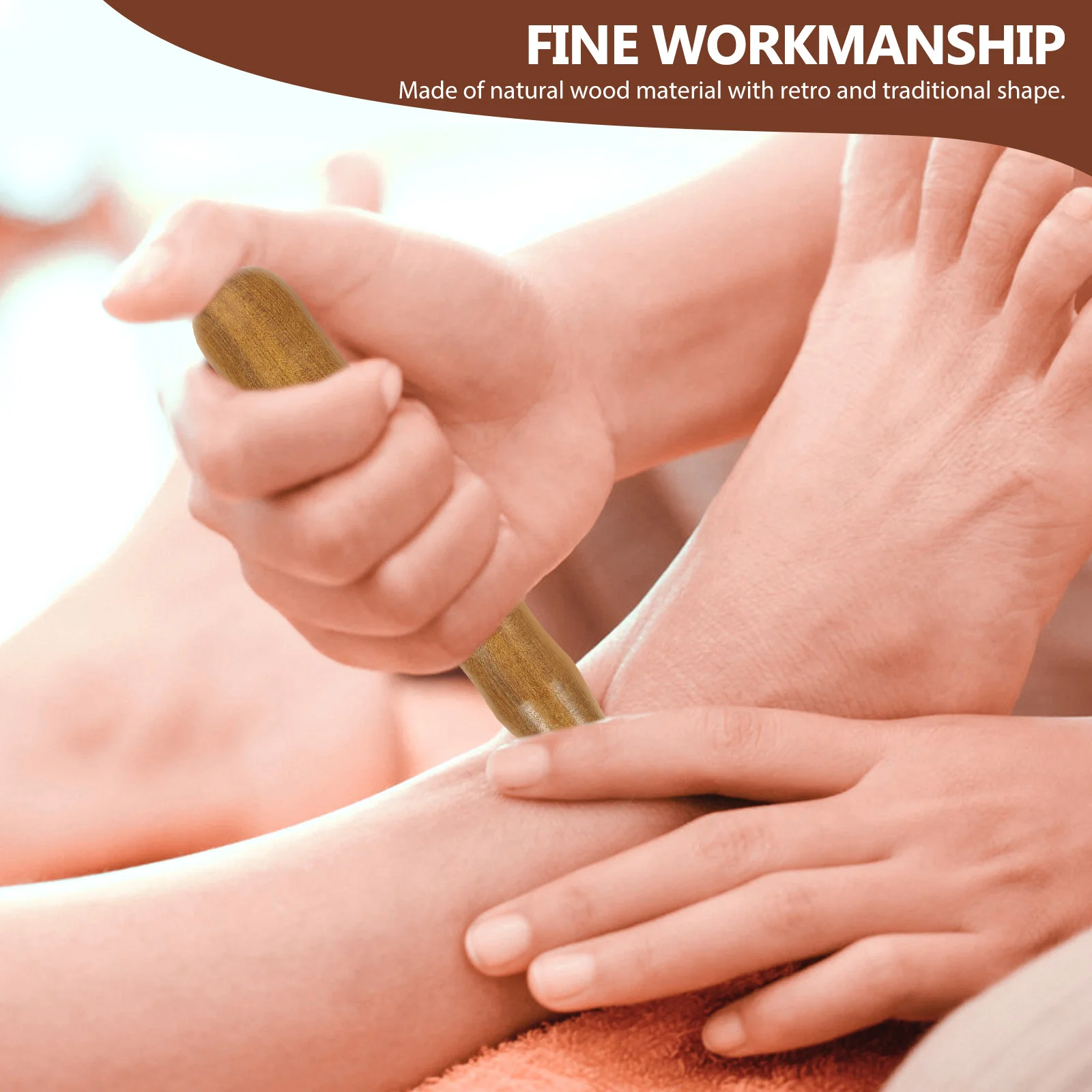 

2Pcs Wooden Massage Tools Smooth Manual Sticks for Foot Hand Therapy Portable Acupressure Massager Stick for Tension Relief and