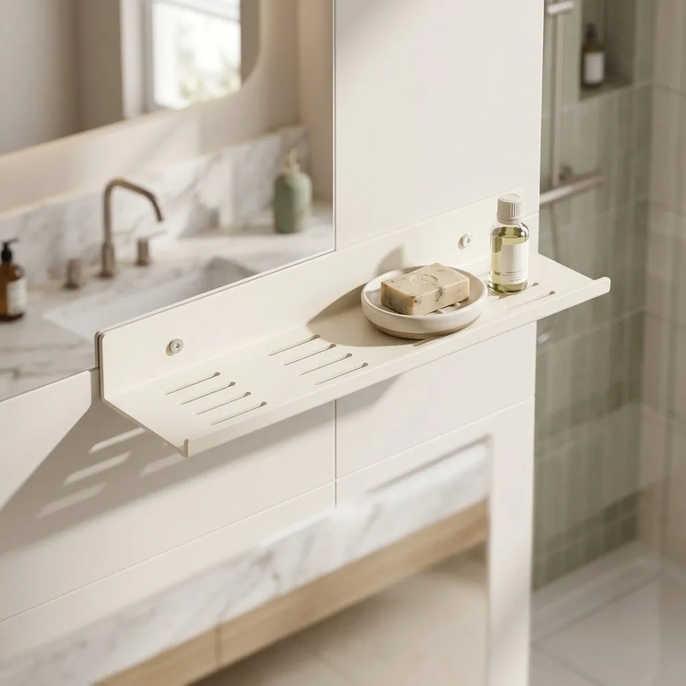 Waterproof Rustproof Aluminum Bathroom Storage Rack No Drill Mounting for Sink Area Corner or Campervan Compact Spaces