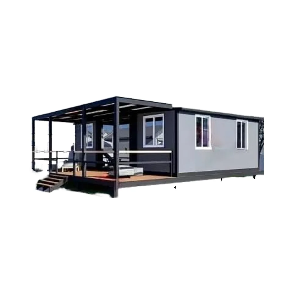 منزل حاوية حديث قابل للتوسيع مكون من 3 غرف نوم بطول 20 قدمًا - 40 قدمًا مع سطح وشرفة مغطاة للفيلات
